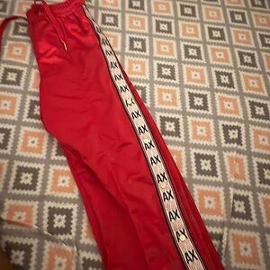 Armani Exchange Pink and Black Joggers with Sporty Stripe